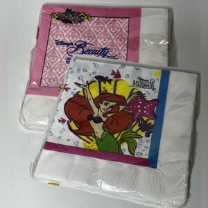 Vintage Disney little mermaid and beauty and the beast party luncheon napkins